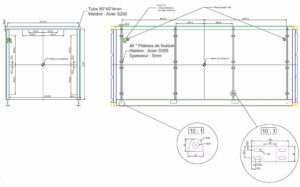 Passengers, plan 2D du renforcement et des patines de fixation - Document © Guillaume Marmin