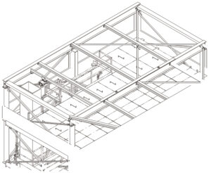 Salle 64, axonométrie des fers de levage - Document © Baudin Chateauneuf Swiss