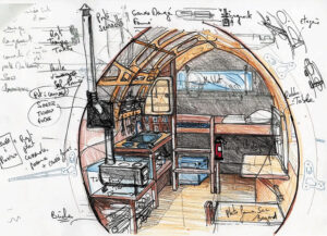 Esquisse de l’intérieur de la cabane pastorale - Document © Pôle Éco Design