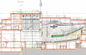 Scénographie, plan de coupe longitudinale - Document ©
