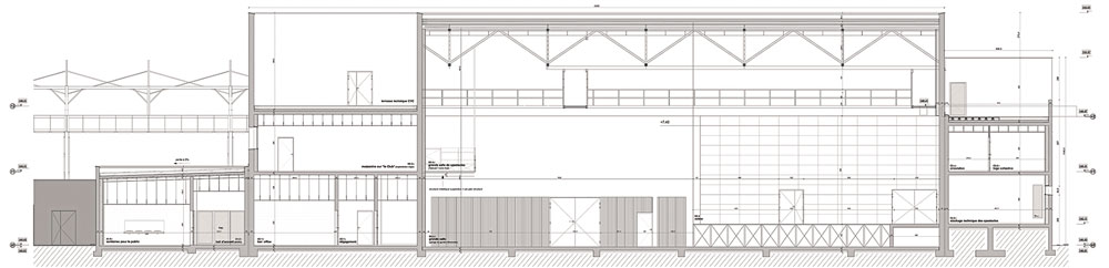 Coupe longitudinale de la nouvelle construction - Document © Rudy Ricciotti