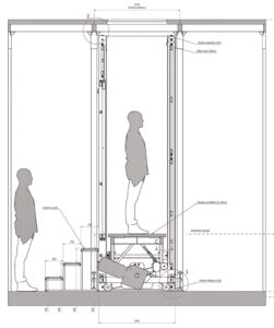Plan de coupe du tampon du dessous de scène - Document © AMG-Féchoz
