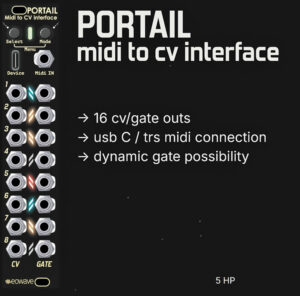 Le module Portail vendu par Eowave pour interfacer le R-IoT avec des synthétiseurs modulaires analogiques