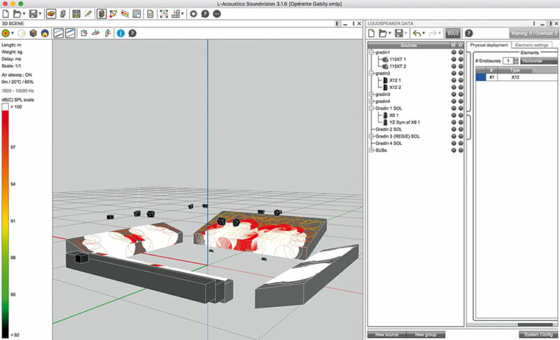 Capture d’écran partielle de prédiction acoustique avec Soundvision de L-Acoustics - Photo © David Segalen