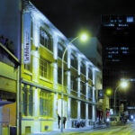 Façade du bâtiment A, vue nocturne