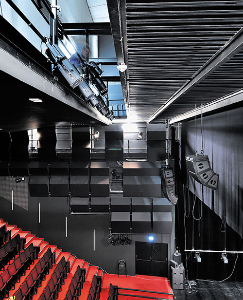 Installations au niveau du gril du proscenium, 1ère passerelle transversale à 30° (théâtre)