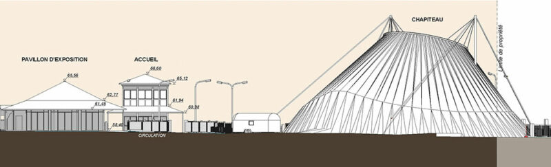 Coupe du Nouveau Centaure, façade Est - Document © Michel Sellam Architecte