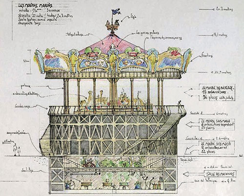 Le carrousel des Mondes marins - Dessin © François Delarozière