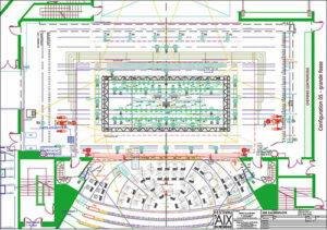 Implantation général du décor et de la lumière - Document © Services techniques du Festival