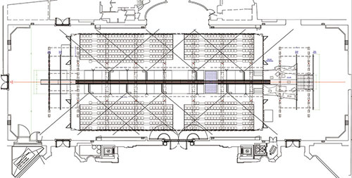Plan d’implantation des câbles et des enceintes - Document © Services techniques de la Comédie-Française
