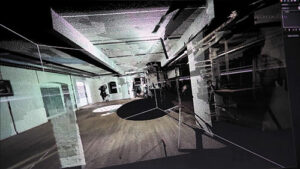 Searchlight, espace 3D virtuel se transformant en salle d’exposition d’art - Photo © Urbanscreen
