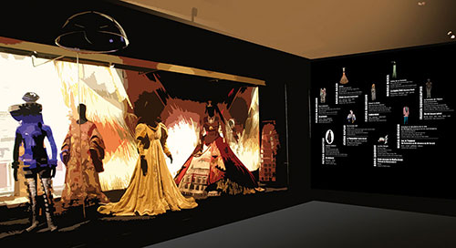 Esquisse pour une des vitrines, scénographie Alain Batifoulier et Simon de Tovar