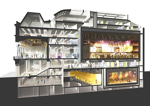Coupe transversale de la Gaîté Lyrique - Document © Platform/Manuelle Gautrand Architecture