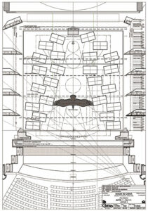 Implantation acte 1 scène 1 : atterrissage de la chimère, moitié avion, moitié aigle - Document © Bureau d’études OnP
