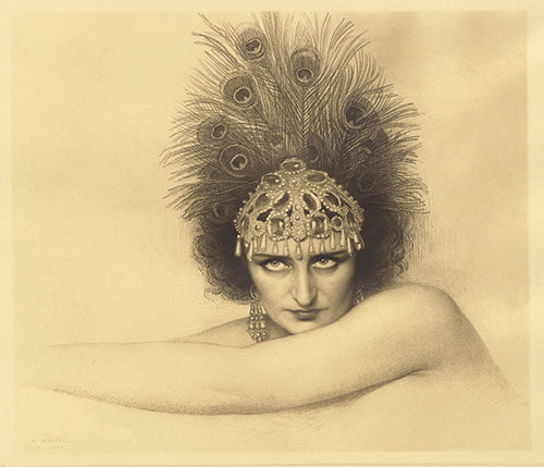 Geneviève Vix dans le rôle-titre de Salomé de Strauss, Palais Garnier, 1926, estampe de P. Godard - BmO, Musée n° 826