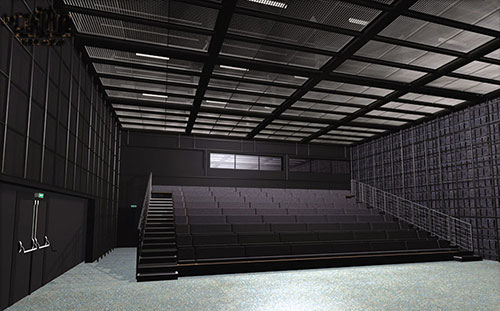 Vue de la salle en gradin et de la régie, petite salle Théâtre National de la Colline - Photo © Jean-Michel Platon