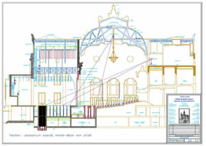 Coupe longitudinale de l’Opéra Garnier à Monte Carlo - Document Thierry Guignard/SBM