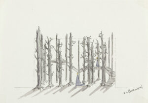 Macbeth, Guy-Claude François, esquisse pour Macbeth, La forêt des sorcières, acte I, scène 1, opéra de Verdi, mise en scène de Jean-Christophe Mast (1996), Opéra de Nancy et Opéra de Wallonie, 1999 - Photo © C. Clos